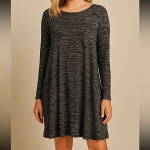 GAP Womens Black Grey Long Sleeve Knit Soft Dress Size Small